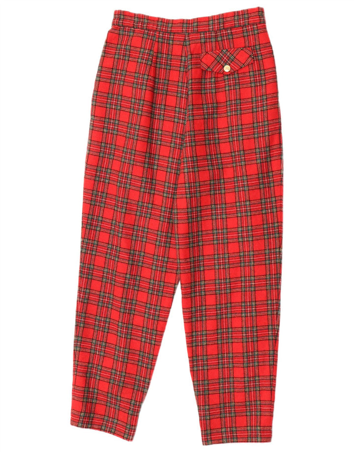 VINTAGE Dame Pegged Chino Bukser W25 L26 Rød ternet