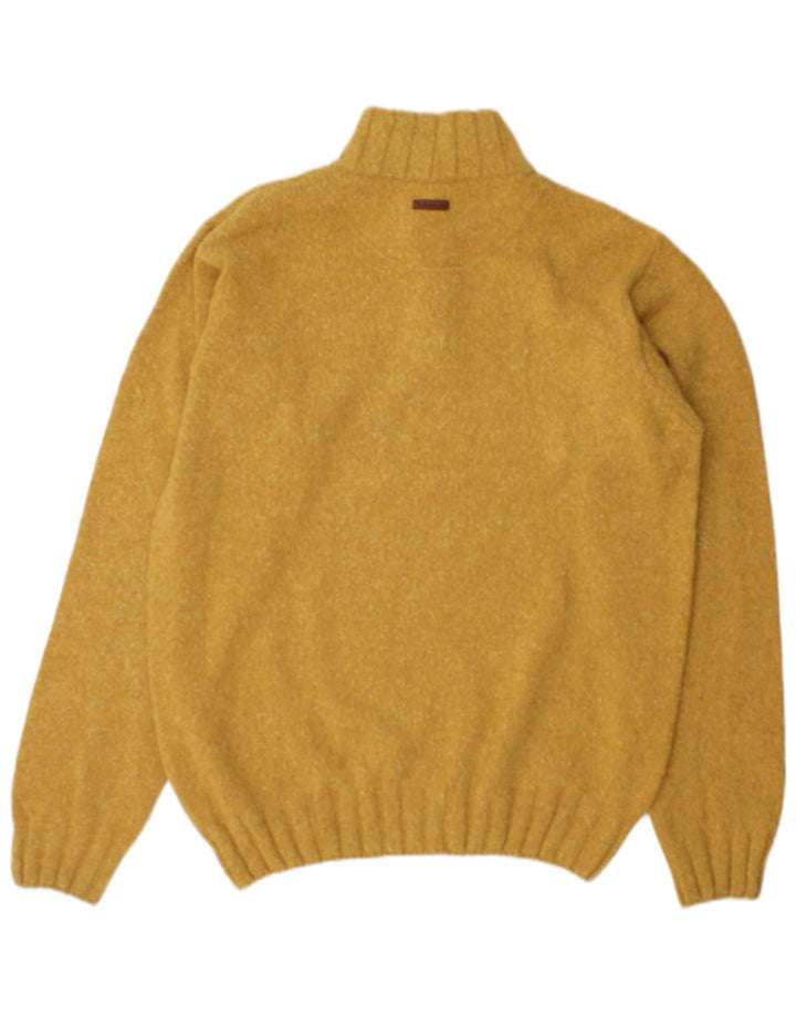 Marlboro Classics Maglione da uomo con bottoni e collo grande in lana gialla