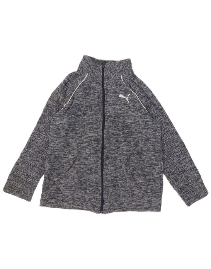 Puma Boys Fleece Jacket 12-13 Years Large Navy Blue Flecked Polyester