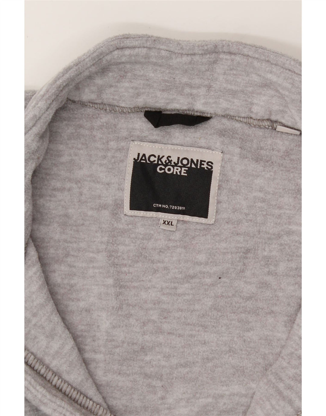 JACK & JONES Mens Zip Neck Fleece Jumper 2XL Grey Colourblock Polyester Vintage Jack & Jones and Second-Hand Jack & Jones from Messina Hembry 