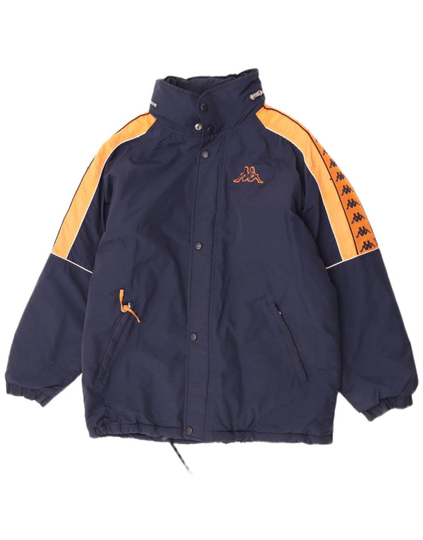 Kappa Mens Graphic Hooded Padded Jacket UK 38 Medium Navy Blue Colourblock