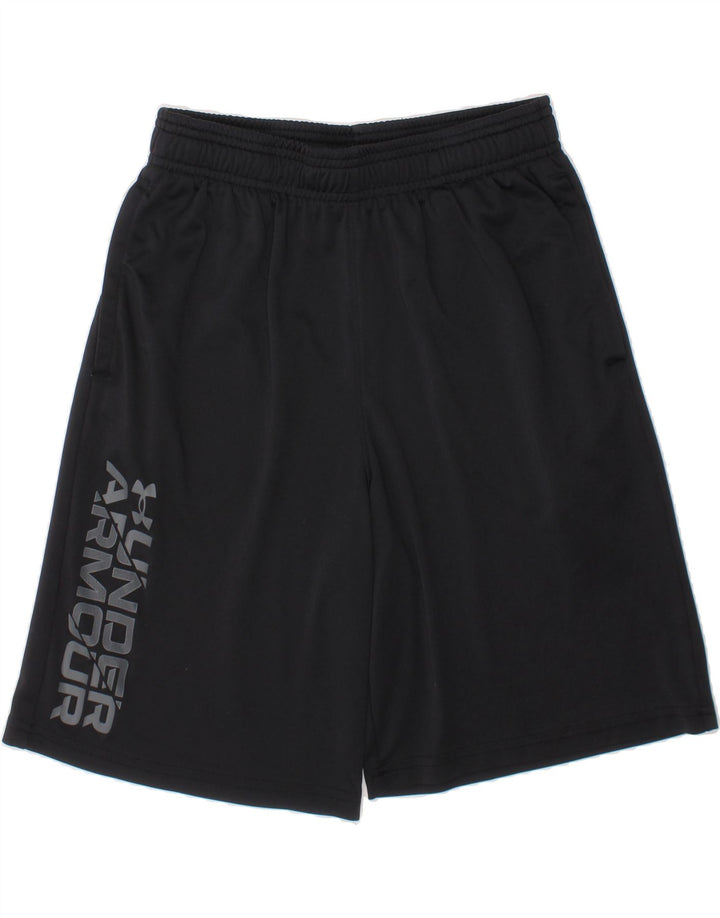 UNDER ARMOUR Boys Graphic Sport Shorts 14-15 Years Large Black Polyester Vintage Under Armour and Second-Hand Under Armour from Messina Hembry 