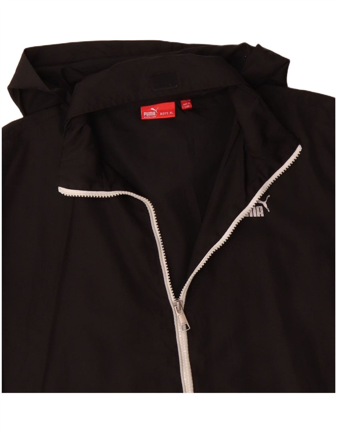 PUMA Boys Hooded Tracksuit Top Jacket 13-14 Years XL Black Polyester