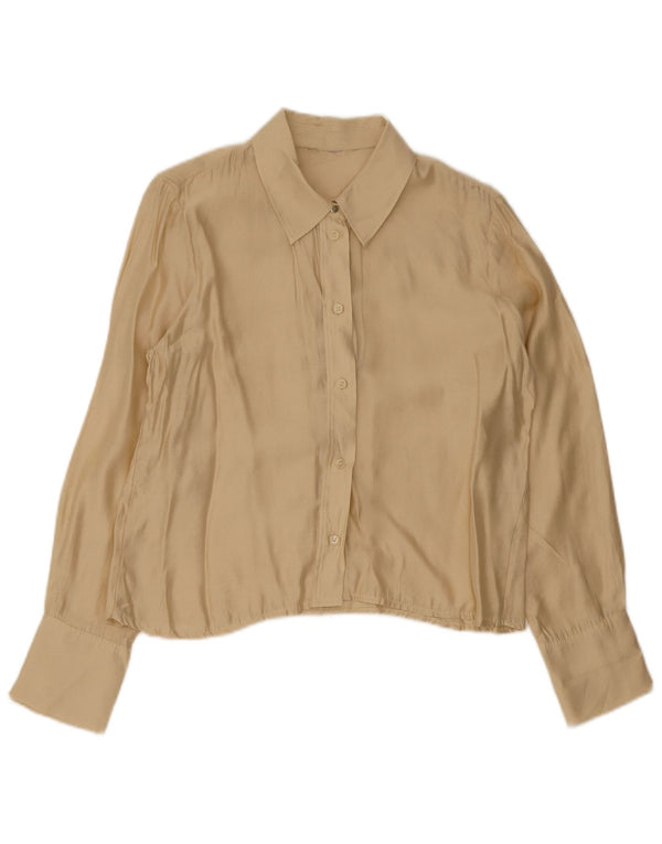 Vintage γυναικείο πουκάμισο μπλούζα UK 14 Medium Beige
