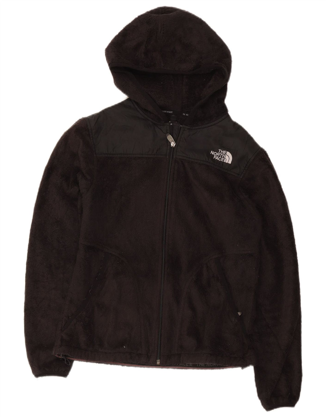 The North Face Womens Hooded Fleece Jacket UK 12 Medium Black Polyester
