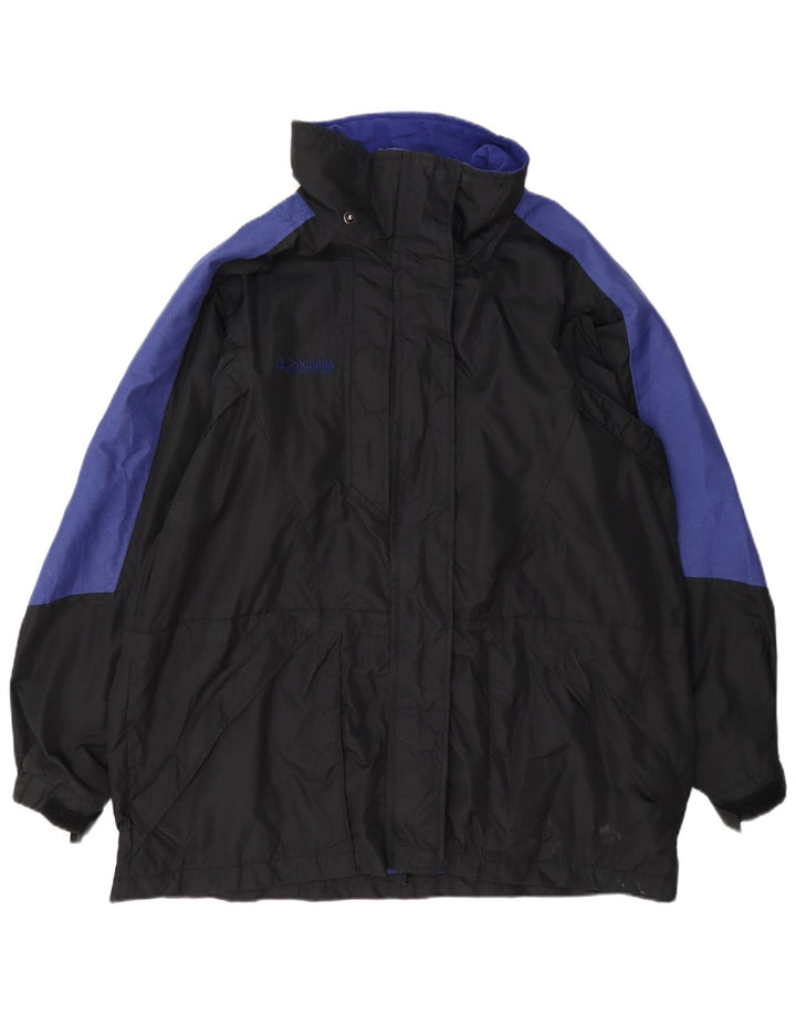 Columbia Womens Graphic Rain Jacket UK 18 XL Black Colourblock