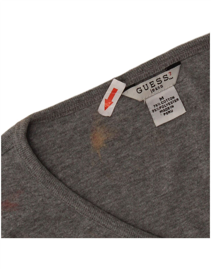Guess Womens Crop Top Langærmet UK 12 Medium Grey Bomuld
