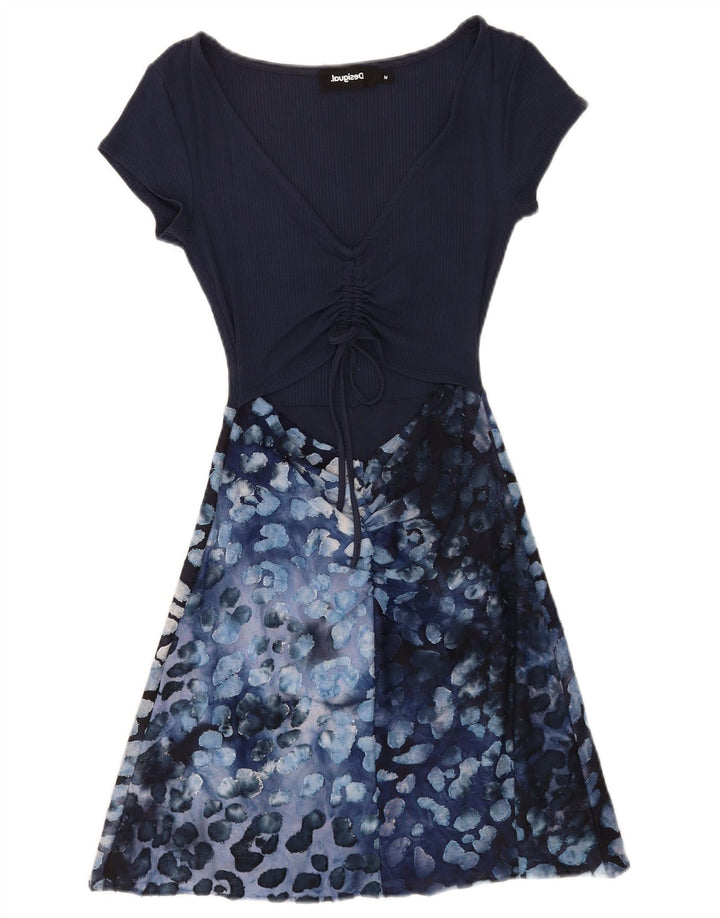 Rochie A-Line Desigual pentru femei cu model abstract, UK 12, viscoză albastră medie
