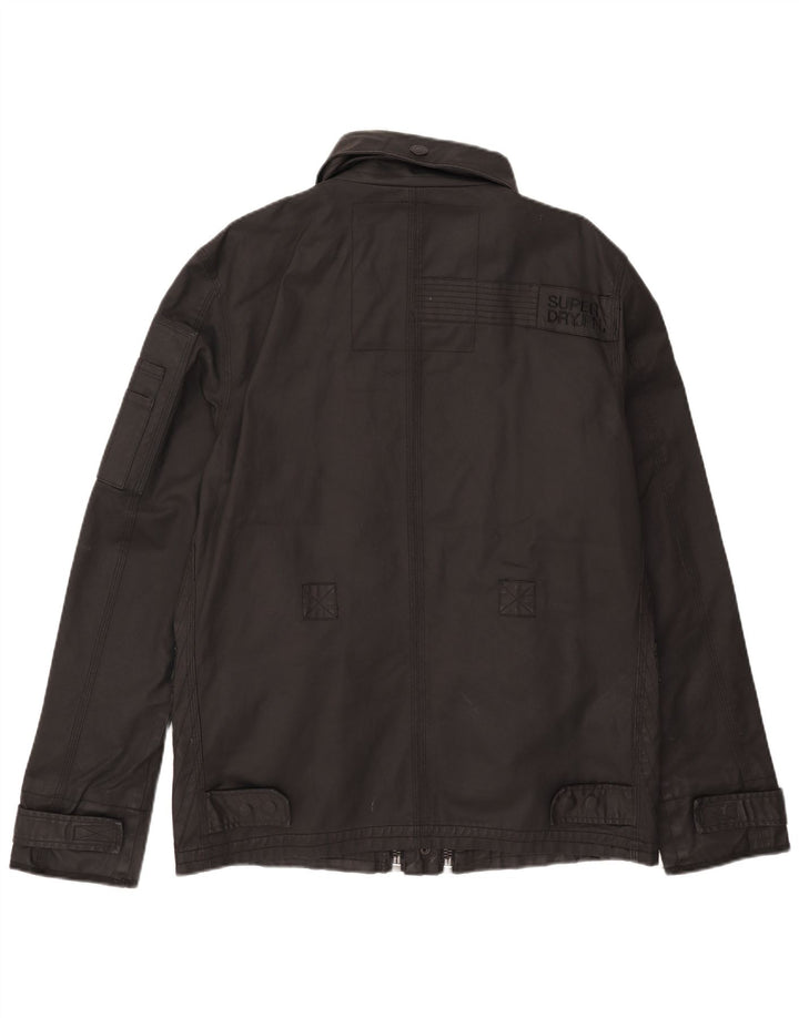 Superdry Mens Military Jacket UK 44 2XL Black Cotton