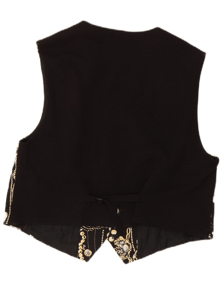 Franken Walder Womens Abstract Pattern Waistcoat IT 46 Large Black Acetate