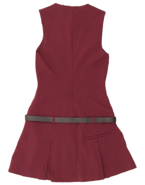Zara Damen ärmelloses Kleid mit tiefer Taille, UK 4 XS, Burgunderrot, Polyester