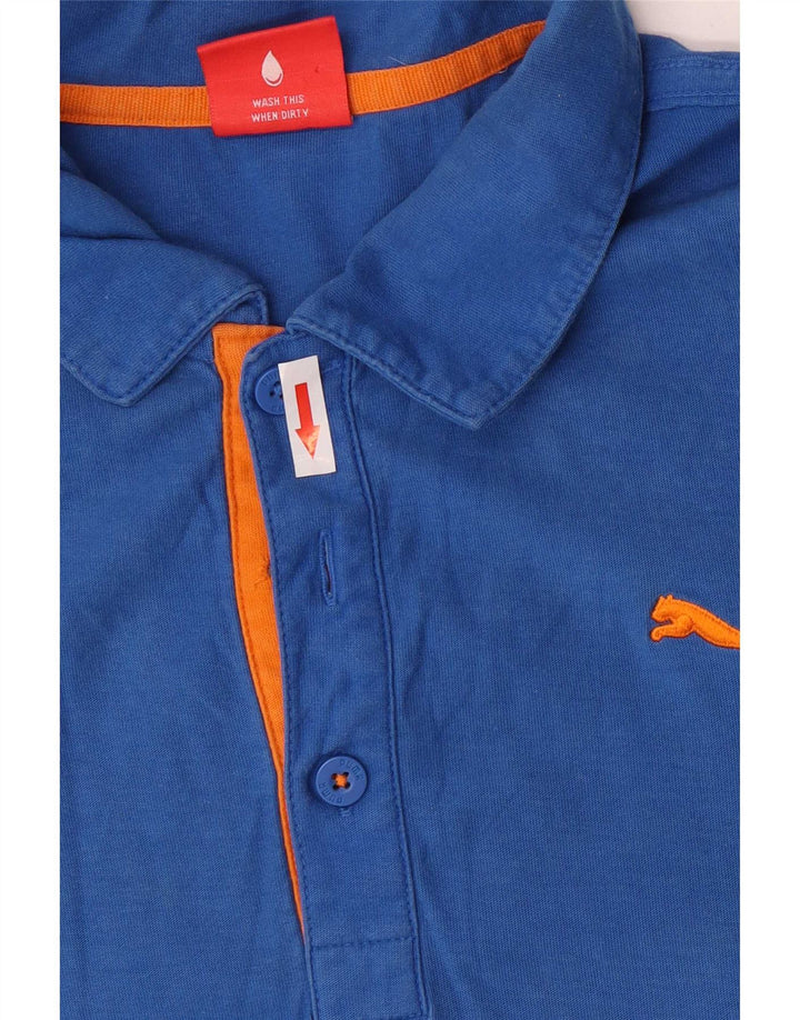 Polo Puma da uomo piccola in cotone blu