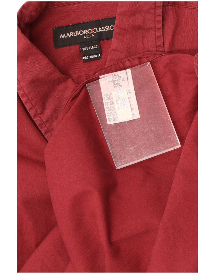 Marlboro Classics Mens Shirt XL Burgundy Cotton