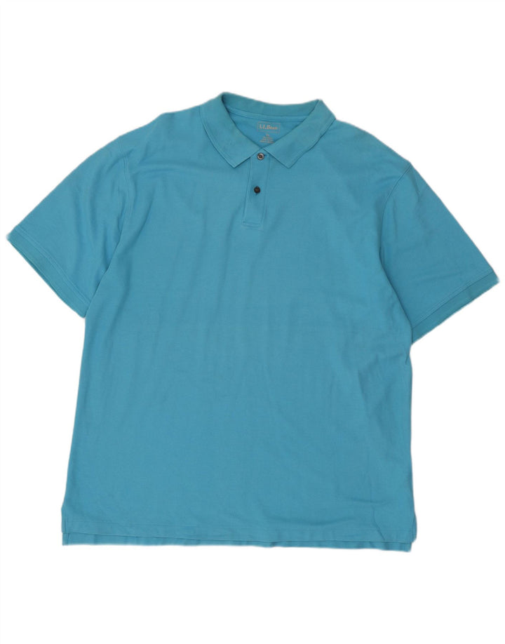 L.L.BEAN Mens Polo Shirt XL Blue Cotton