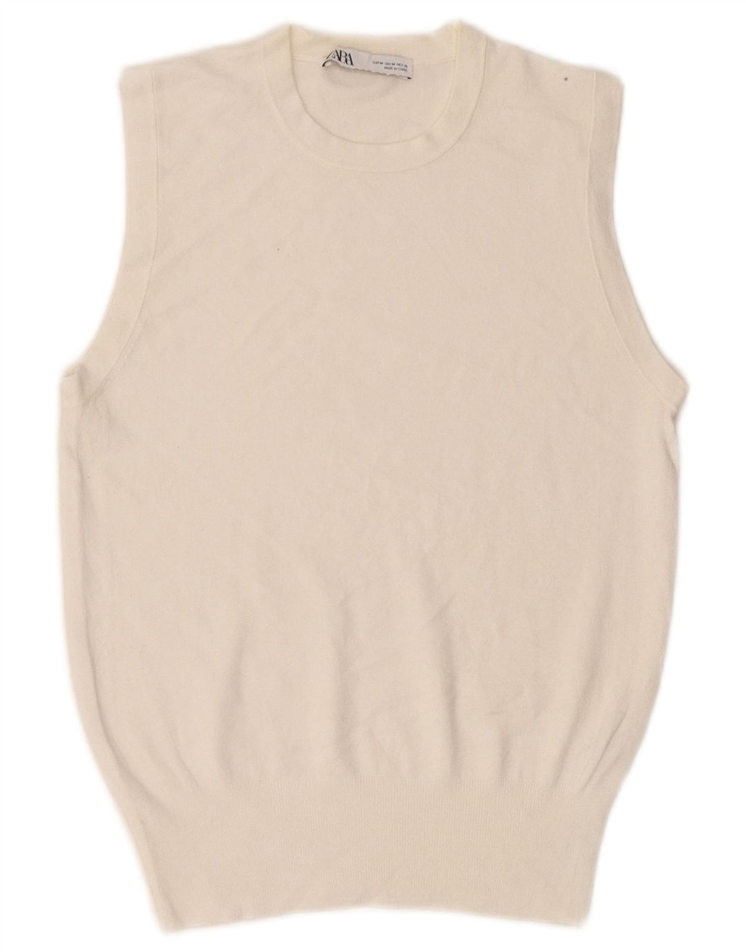 Zara Womens Vest Tank Top UK 12 Medium Off White Viscose