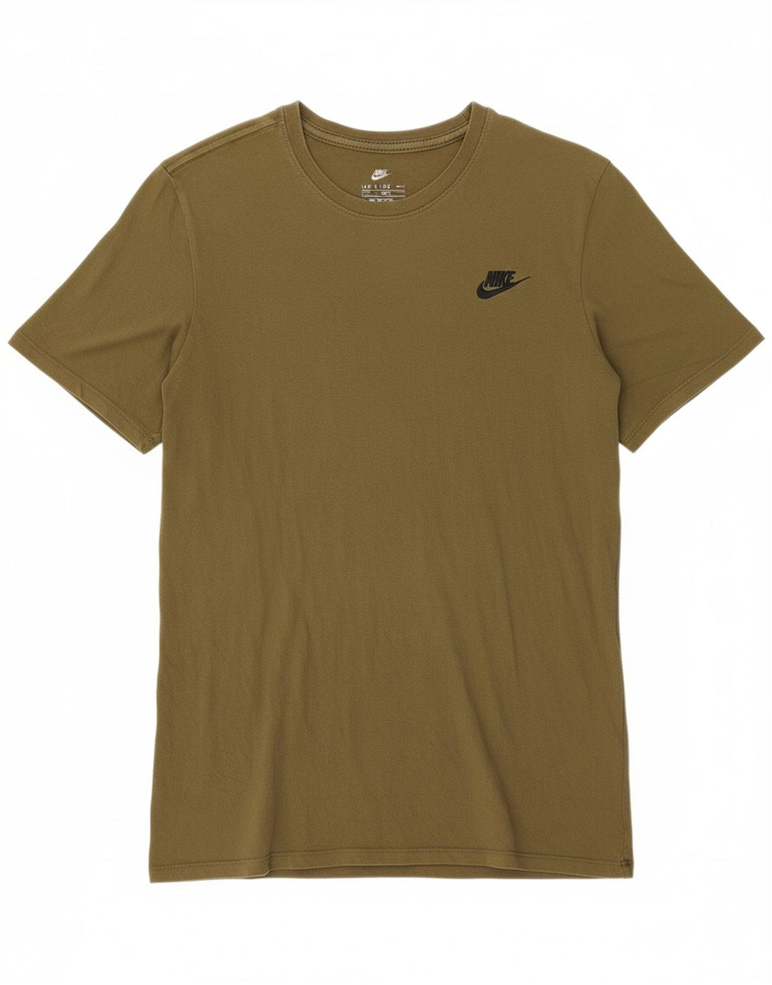 NIKE Mens Athletic Cut T-Shirt Top Medium Khaki Cotton