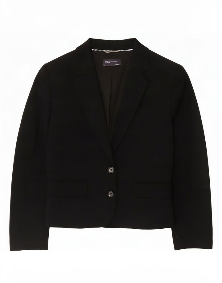 Marks & Spencer Chaqueta tipo blazer de 2 botones para mujer UK 44 Poliéster negro mediano