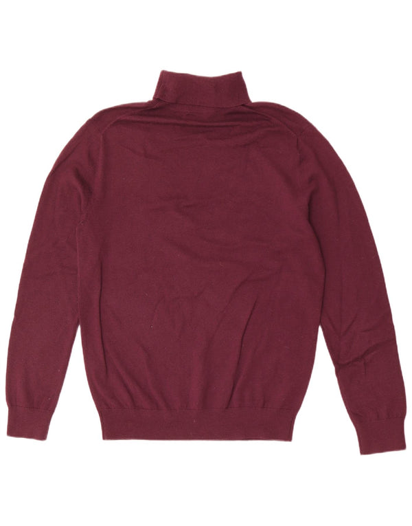 Reiss Dame Roll Neck Jumper Sweater UK 14 Large Burgundy Wool