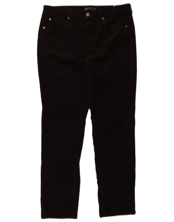 Pantaloni dritti in velluto a coste da donna Marks & Spencer UK 14 Large W32 L27 Marrone