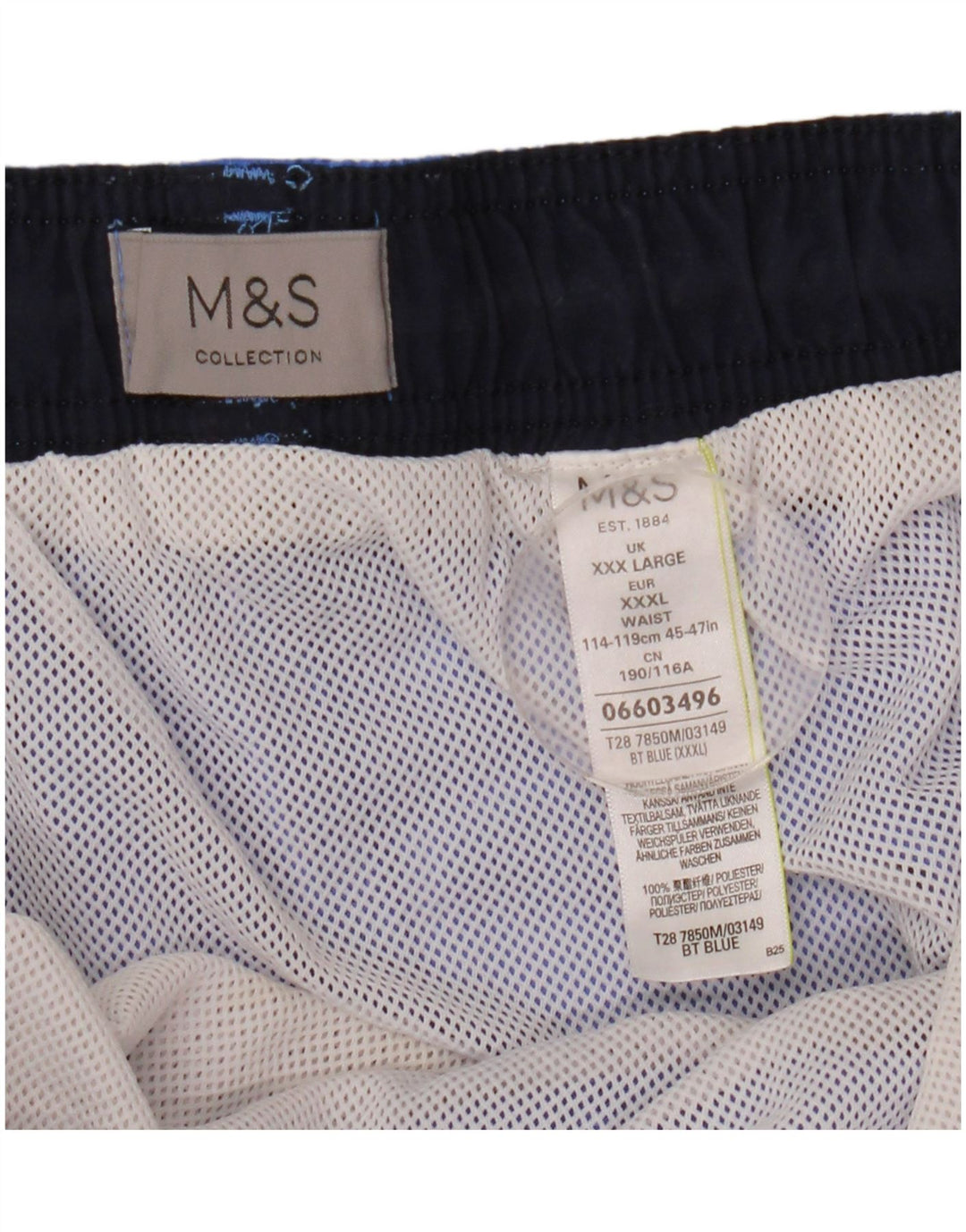 Marks & Spencer Mens Swimming Shorts 3XL  Blue Polyester