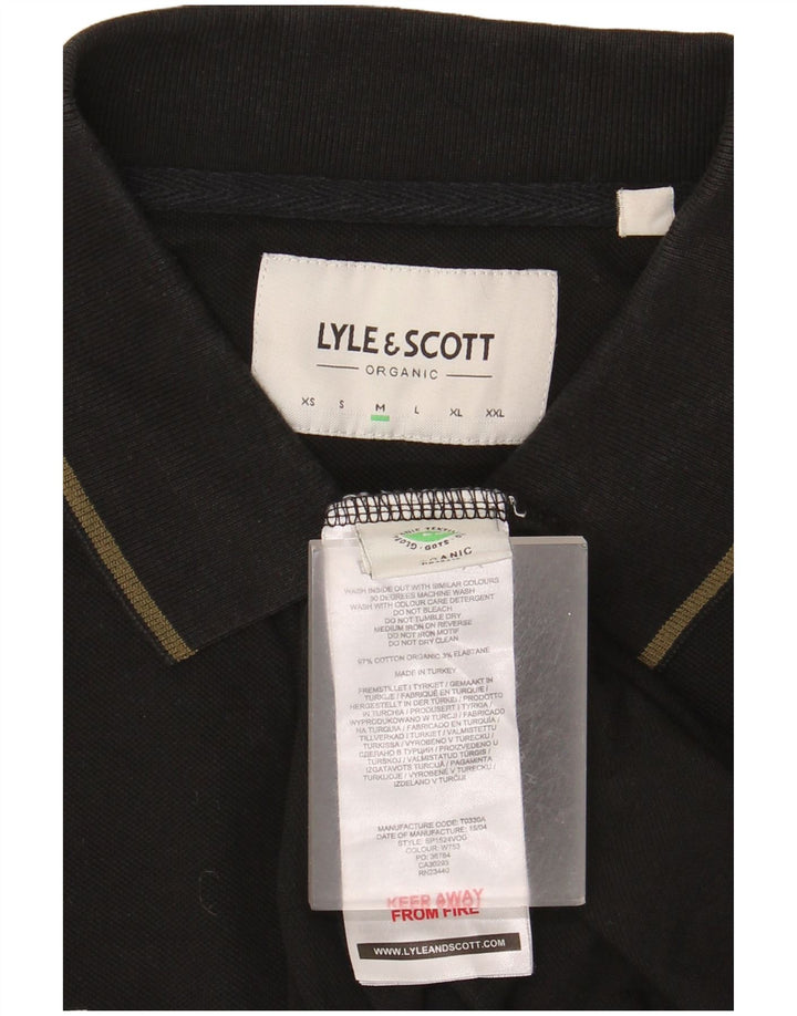 Lyle & Scott Mens Polo Shirt Medium Black Cotton