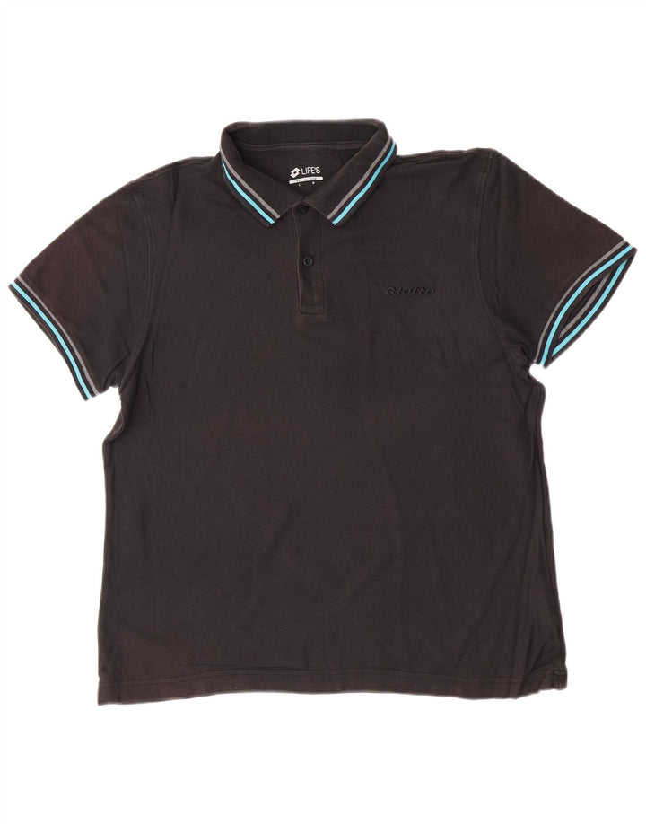 Lotto Mens Polo Shirt Medium Black Cotton