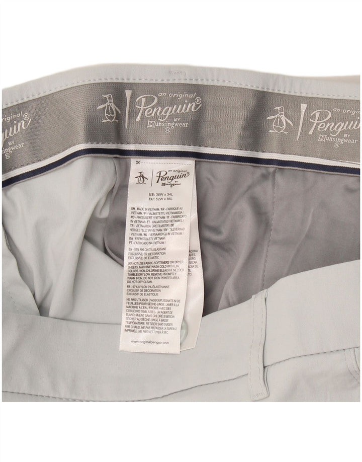 Penguin Mens Slim Chino Trousers  W36 L34 Grey Nylon