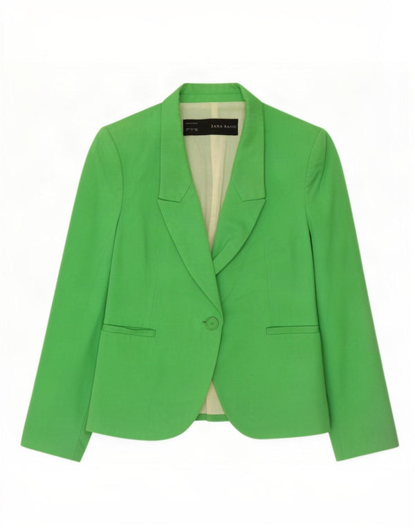 Zara Femme 1 Bouton Blazer Veste UK 10 Petit Vert Coton