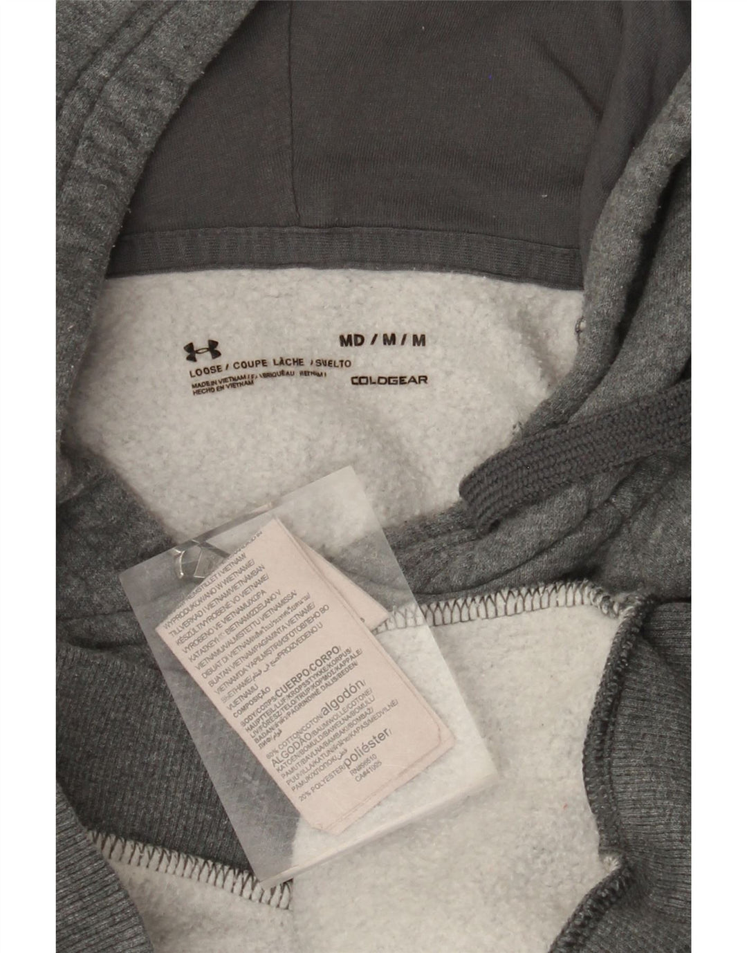 UNDER ARMOUR Mens Cold Gear Zip Hoodie Sweater Medium Grey Cotton