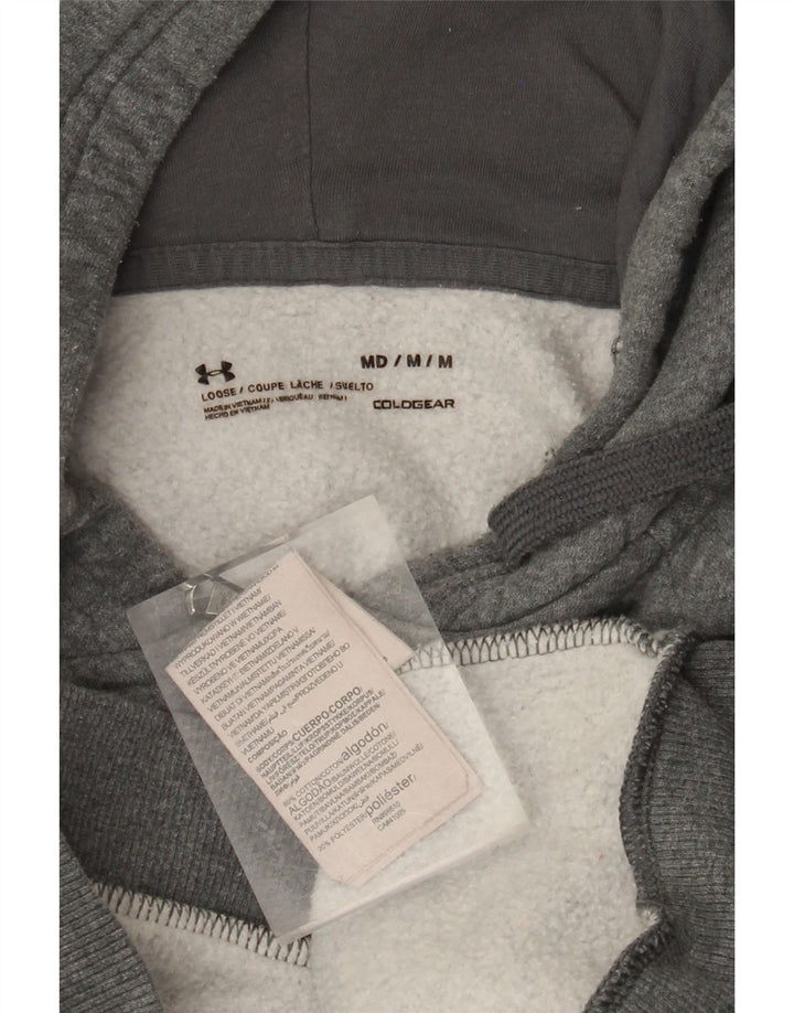 UNDER ARMOUR Mens Cold Gear Zip Hoodie Sweater Medium Grey Cotton