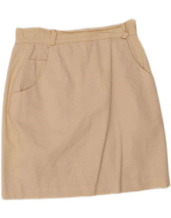 Max Mara Damen Bleistiftrock UK 8 Small W24 Beige Baumwolle
