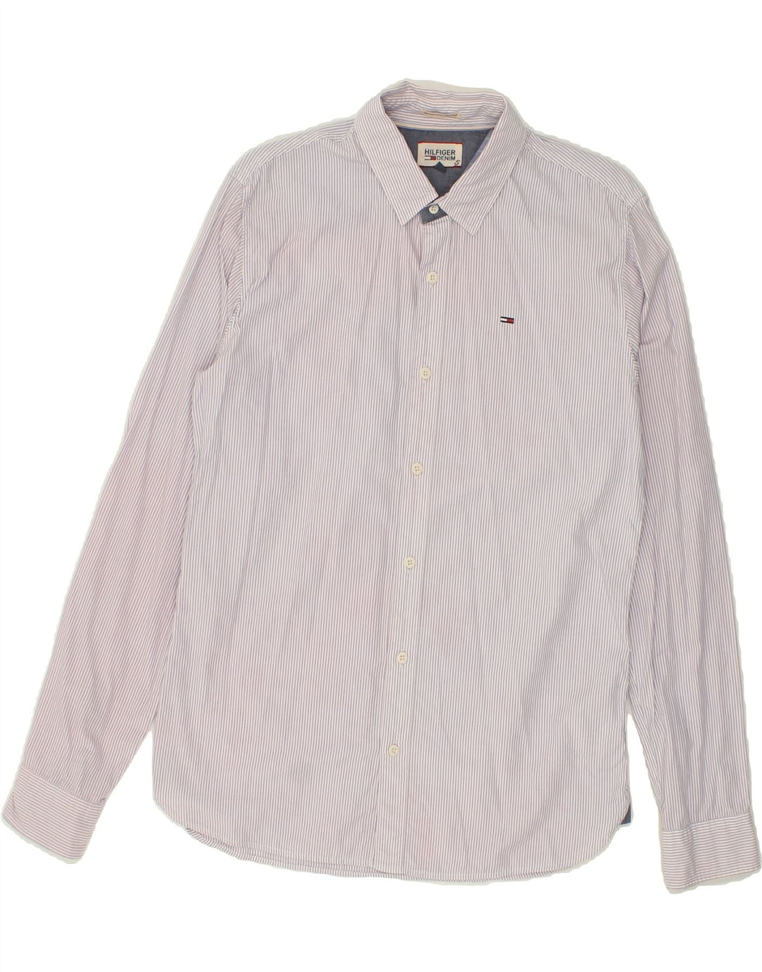 TOMMY HILFIGER Mens Shirt Medium Grey Striped Cotton Vintage Tommy Hilfiger and Second-Hand Tommy Hilfiger from Messina Hembry 