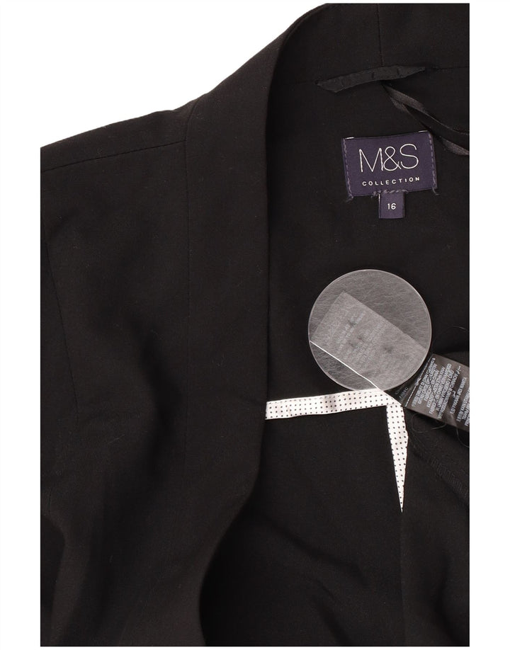 Marks & Spencer Offene Damen-Blazerjacke, UK 16, Größe L, Schwarz, Polyester