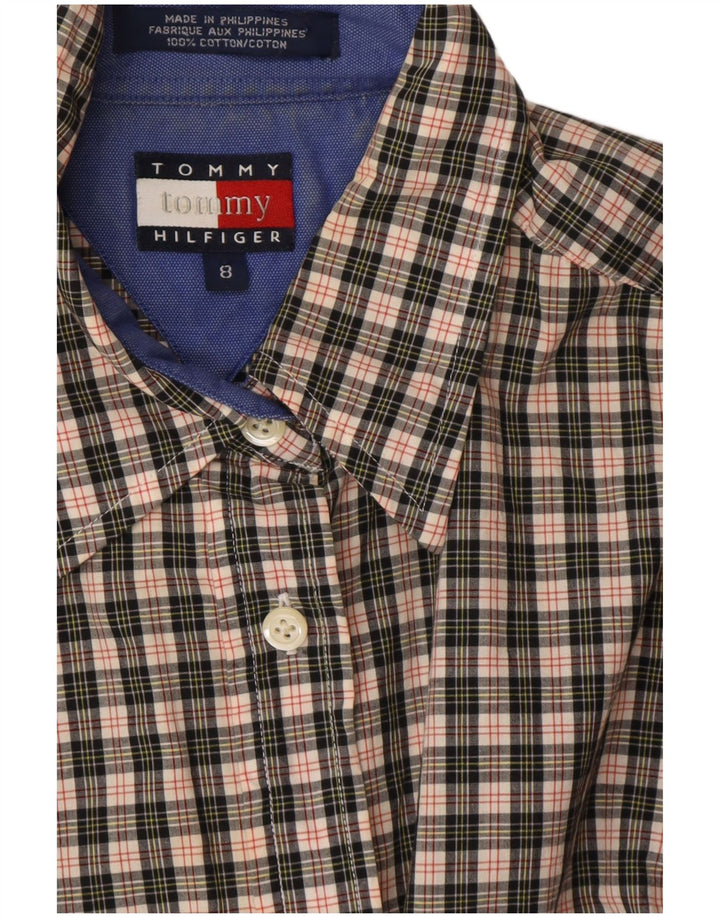 TOMMY HILFIGER Womens Shirt US 8 Medium Grey Check Cotton