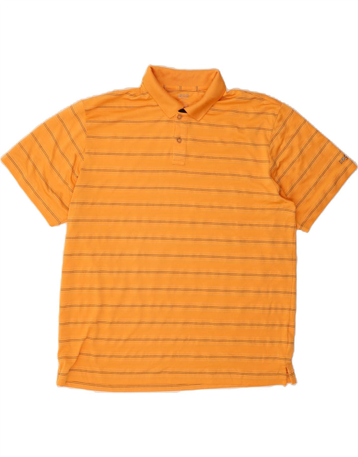 IZOD Mens Polo Shirt XL Orange Striped Polyester Vintage Izod and Second-Hand Izod from Messina Hembry 