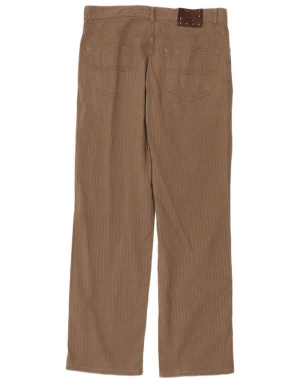 Pantaloni Casual Dritti Uomo Trussardi W34 L32 Cotone Gessato Marrone