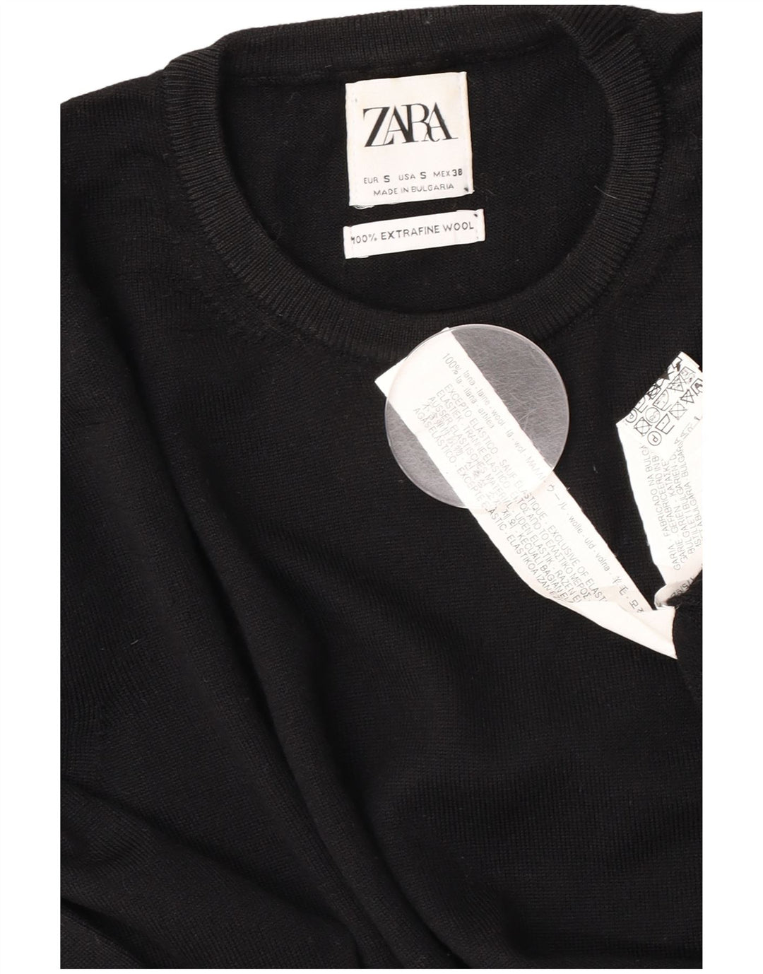Maglione girocollo da uomo Zara piccolo in lana nera