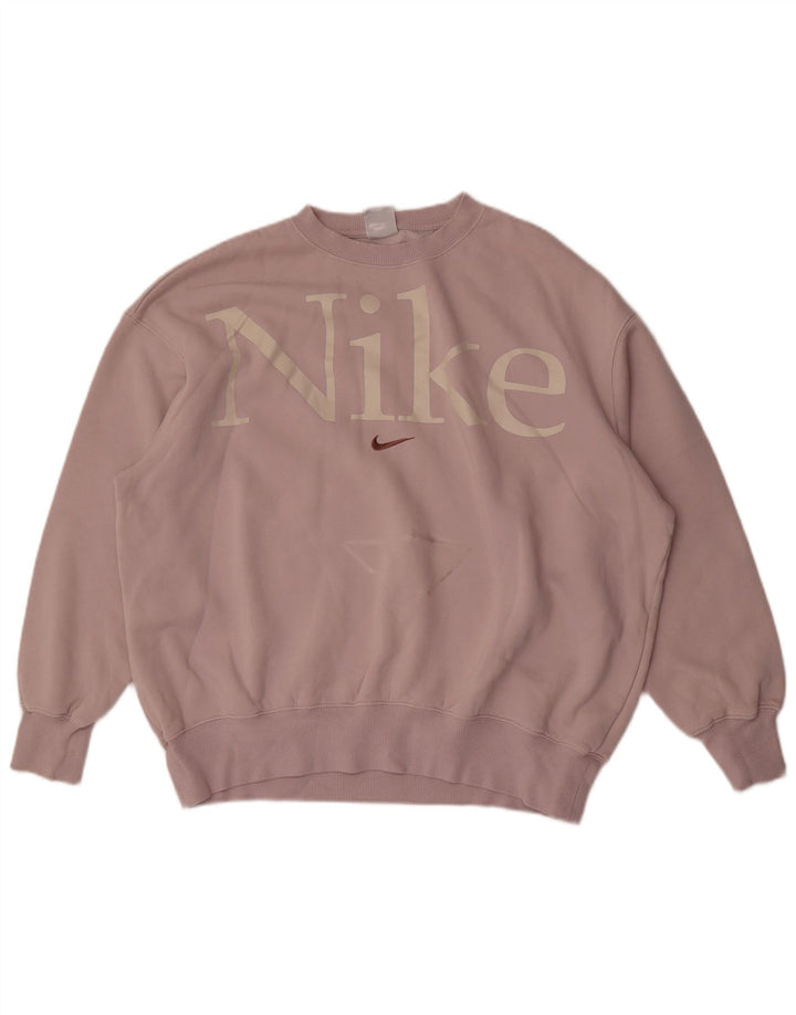 Nike Womens Graphic Oversized Sweatshirt Pullover UK 14 Mittellila Baumwolle