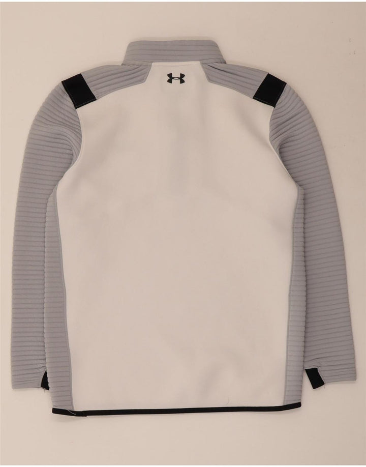 Under Armour Uomo Cold Gear Pullover Tuta Top Medium White Colourblock
