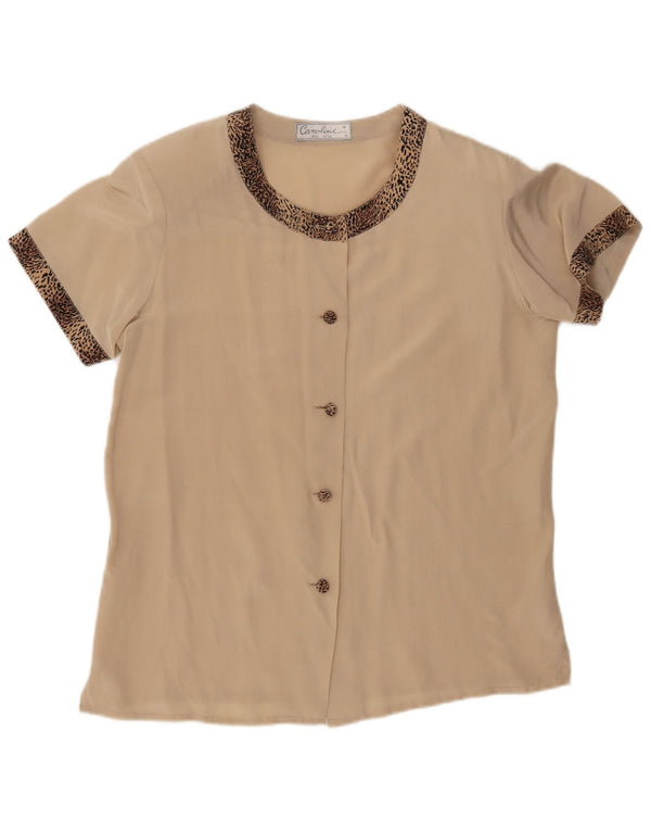 Bluză cămașă cu mânecă scurtă pentru femei Caroline UK 14 Medium Beige Animal Print
