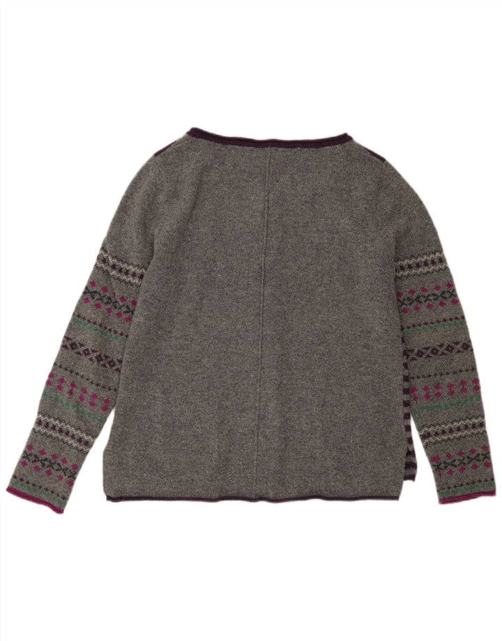 Maglione cardigan da donna White Stuff UK 12 Lana a righe grigio medio