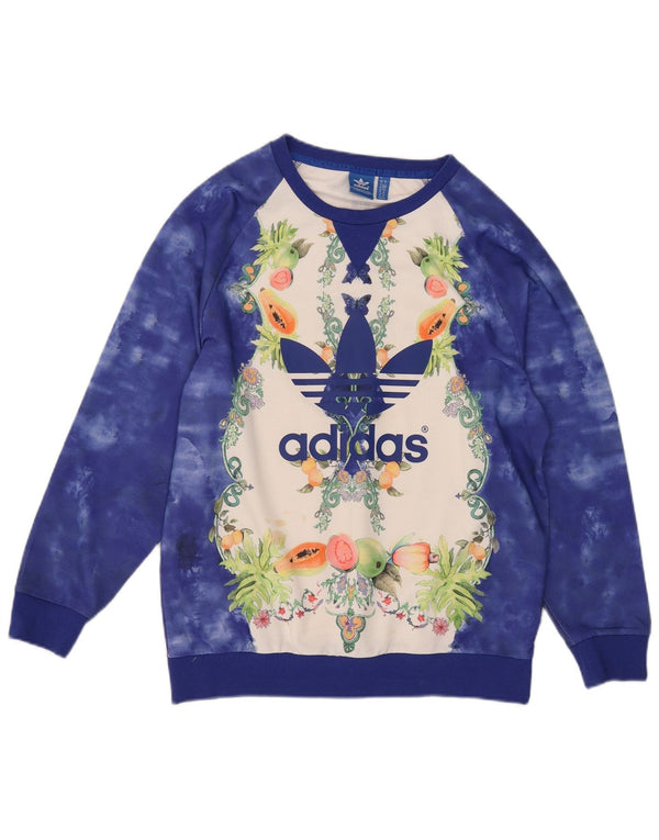 Adidas Sweat-shirt surdimensionné graphique pour femme UK 10 Petit Bleu