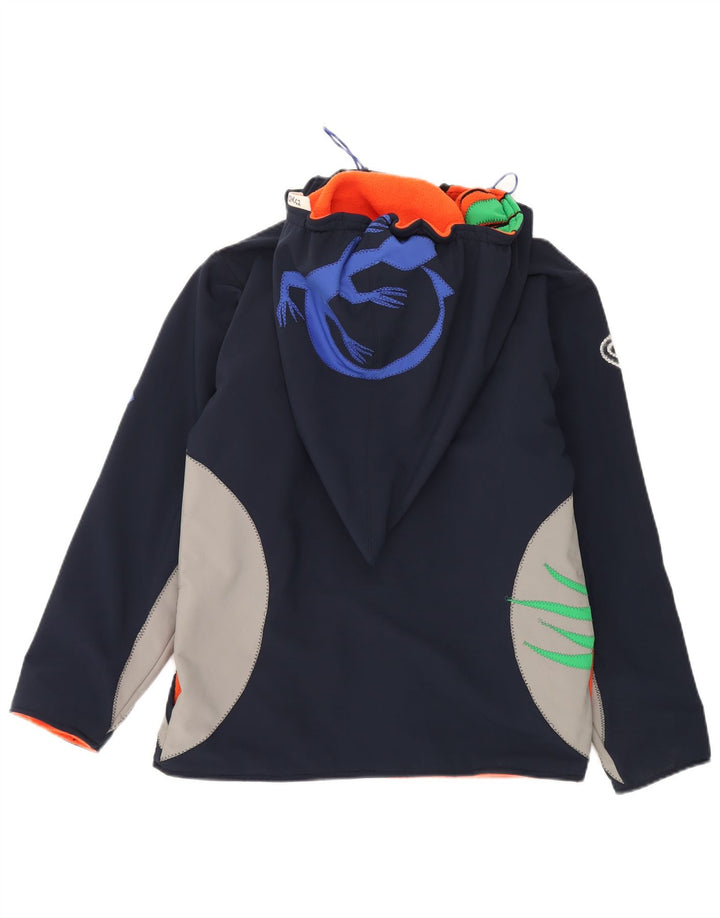 Vintage Womens Graphic Windbreaker Jacket UK 16 Large Navy Blue