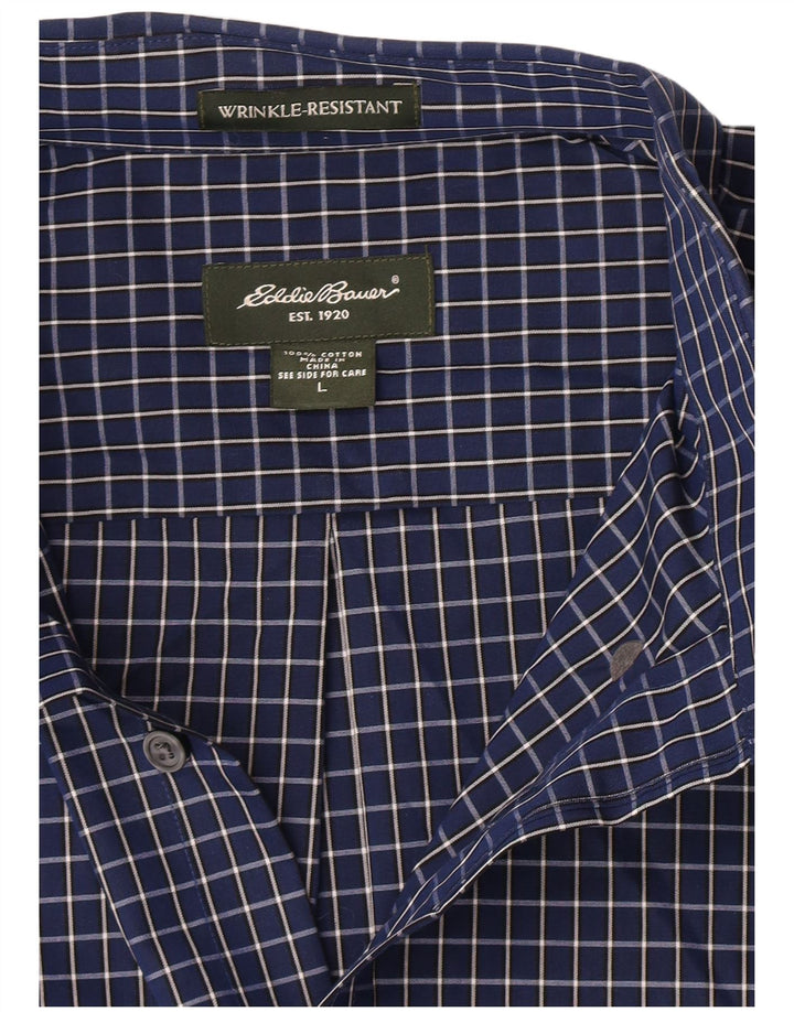 Eddie Bauer herreskjorte stor marineblå ternet bomuld
