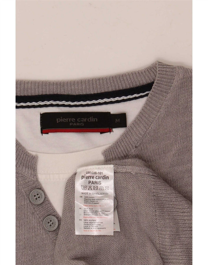 Pierre Cardin Mens Crew Neck Jumper Sweater Medium Grey Acrylic