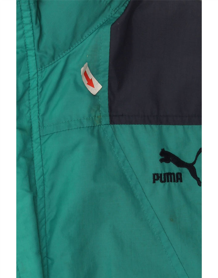 Męska kurtka przeciwdeszczowa Puma UK 36 Mały turkusowy nylon z blokami kolorów