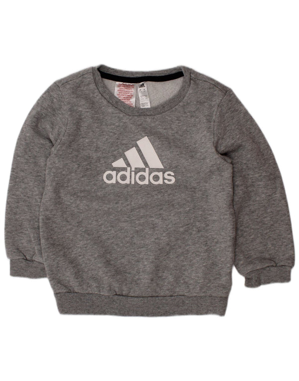 Adidas Boys Graphic Sweatshirt Jumper 3-4 år Grå Flecked Bomuld