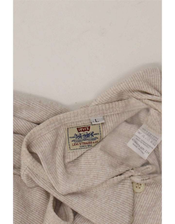 Levi's Womens Vest Top UK 14 Large Beige Flecked Cotton