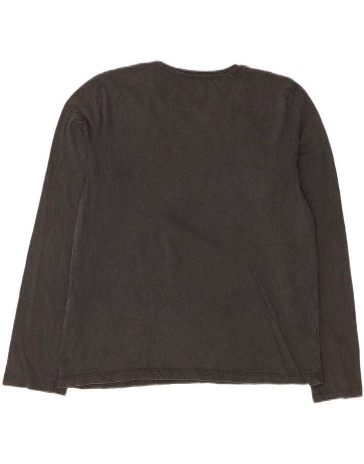 ZARA Womens Top Long Sleeve UK 14 Large Grey Cotton Vintage Zara and Second-Hand Zara from Messina Hembry 