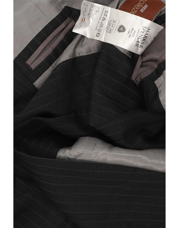 Marks & Spencer Mens 2 Button Blazer Jacket UK 40 Medium Grey Pinstripe